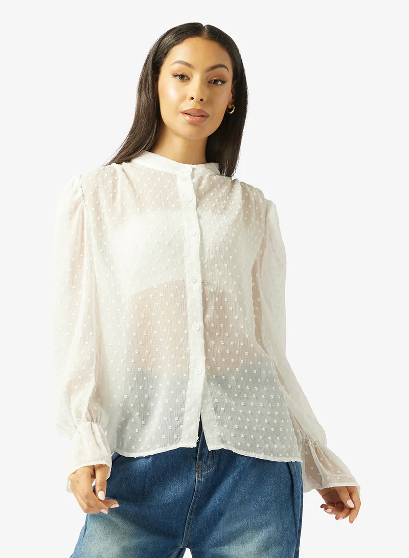 Ginger Pleat Detail Button Down Shirt